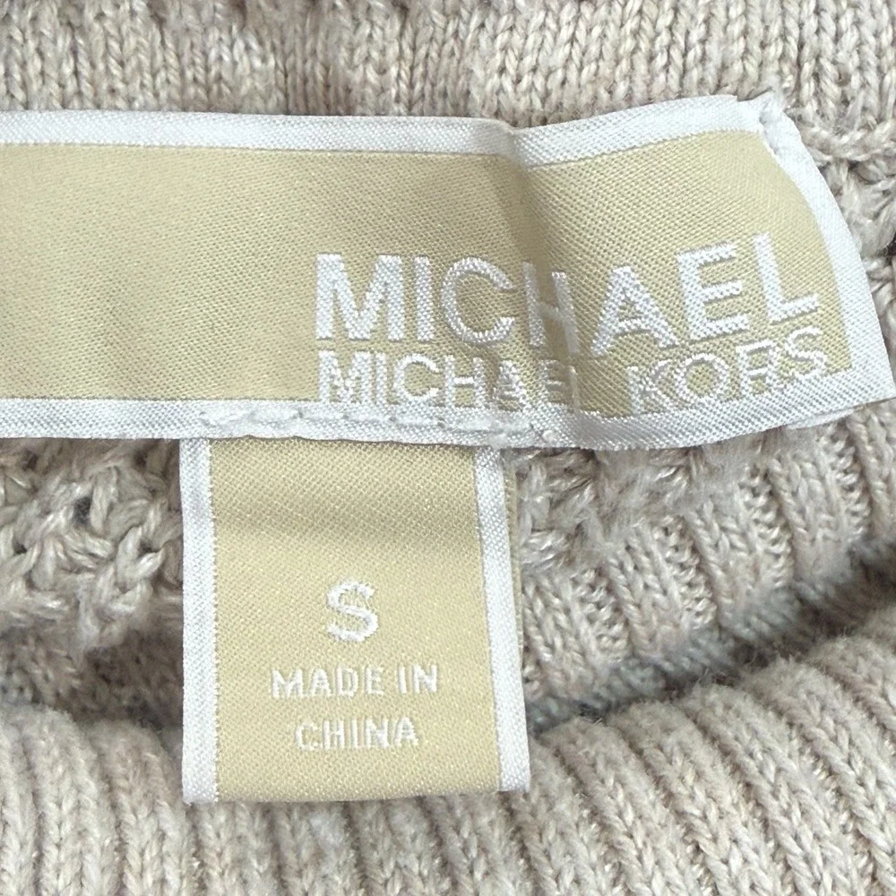 Michael Kors Sweater Womens Size S Cream Textured Knit Turtleneck Pullover Cozy